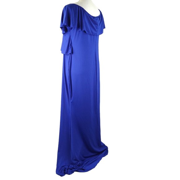 Molliya Maternity Maxi Dress Womens Size XL Sleeveless Blue Ruffle Stretchy NEW - Picture 10 of 12